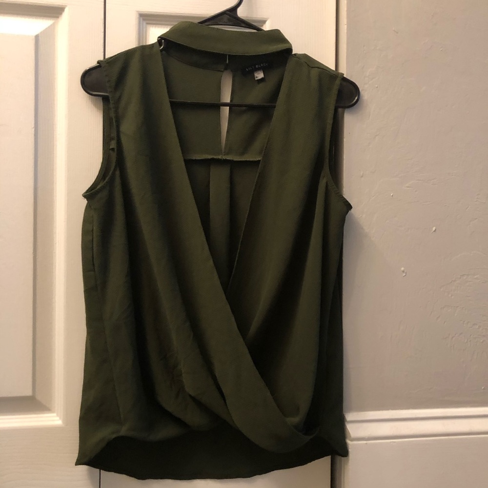 Lily Black olive green wrap tank